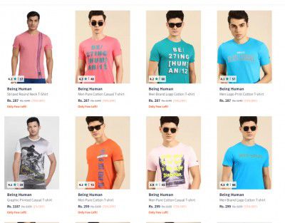 FLAT 77% OFF ON Being Human T-shirts | Start At ₹183