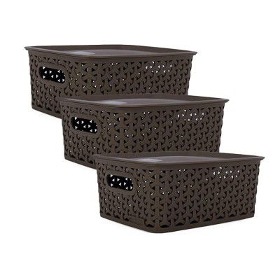 Bel Casa Royal Basket Medium Pack of 3 With 3 Lids Multipurpose Plastic Storage Baskets