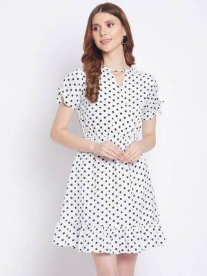 BELADIYA FASHION Women Cinched Waist White Dress