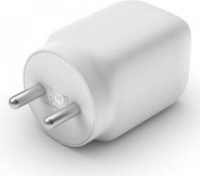 Belkin 65W GaN Dual port USB C PD 3.0 Fast Charger with PPS Technology, Compact Size, for iPhone, MacBook Air, iPad Pro, Pixel, Galaxy, More Devices ? White&nbsp;&nbsp;(White)