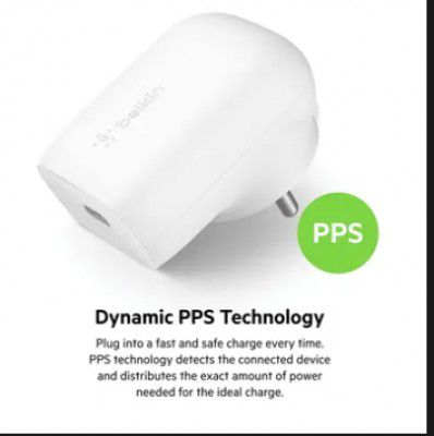 belkin BoostCharge 30W Type C Fast Charger (Adapter Only, Dynamic PPS Technology, White)