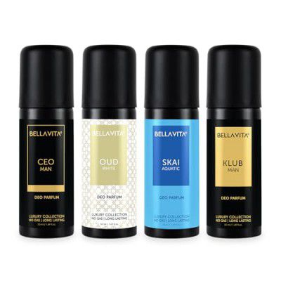 Bella Vita Luxury Unisex Body Parfum Spray Deo Travel Gift Set, Pack Of 4 X 50ml