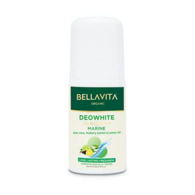 Bella Vita Organic Marine Deo White Antiperspirant Deodorant for Men & Women Long Lasting Freshness 50ml Natural Roll On Under Arms Skin Whitening for Dark Underarms