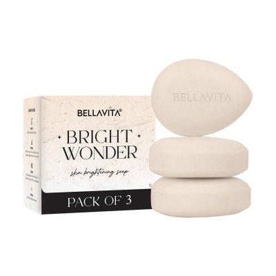 BELLAVITA Bright Wonder Brightening soap | Dark Spot & Pigmentation reduction | Kojic acid & mango butter | Paraben free | pack of 3