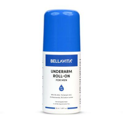 BELLAVITA Deo White Natural Underarm Roll On Deodorant for Men |Control Odour|Alcohol-Free| Antiperspirant for Long Lasting Freshness 50ml