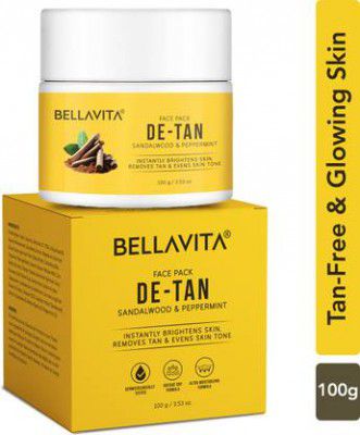 BELLAVITA Detan Face Pack for Instant Skin Brightening & Tan Removal, Women & Men (100 g)