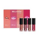 BELLAVITA Mini Kiss Proof Liquid Lipsticks Set of 4 | Gift Box Smudge & Transfer-Proof|Intense Moisturisation | Just Nude + Berry Nude + Mocha Madness + Cherry Pop | Lipsticks for Women | 2 ml each...