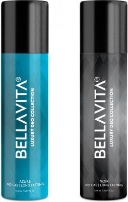 Bellavita Noir & Azure Deo Parfum Combo|2x150ml|Long lasting Body spray| Deodorant Spray - For Men & Women (300 ml, Pack of 2)