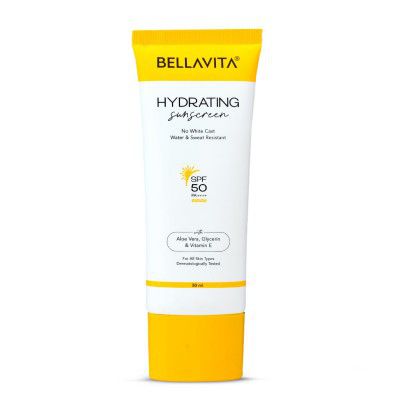 BELLAVITA Water based Hydrating Sunscreen, SPF 50, Lightweight, Photostable, PA+++, For All Skin Types, 50ML