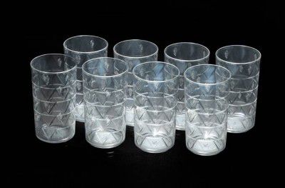 BELLERBIRD (Pack of 8) Clear Prism With Morpicch Designe Shape Water Glasses Juice Glass Set For Kitchen Glass Set Glass Set Water/Juice Glass  (300 ml, Plastic, Clear)
