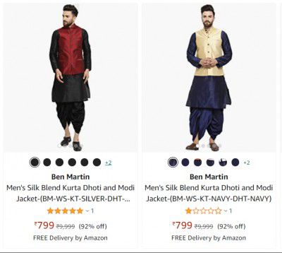 Ben Martin Men's Kurta Dhoti @ 82% Discount