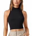Ben Martin Women's & Girls Solid Ribbed Crop Tank Top...