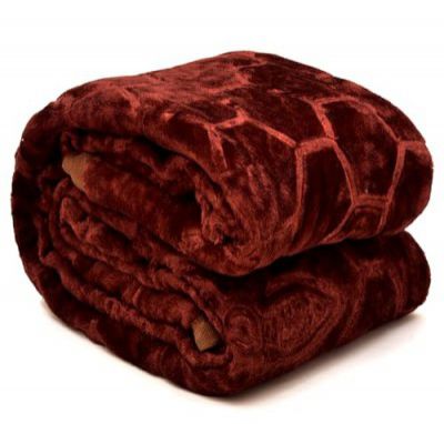 BENAVJI Brown Color Mink Floral Embossed Super Soft Warm Blanket Double Bed AC Balnket for Winter Size Width 204CM Length 225