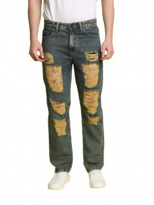 BENE KLEED Distressed Denim Jeans for Men, Vintage Blue