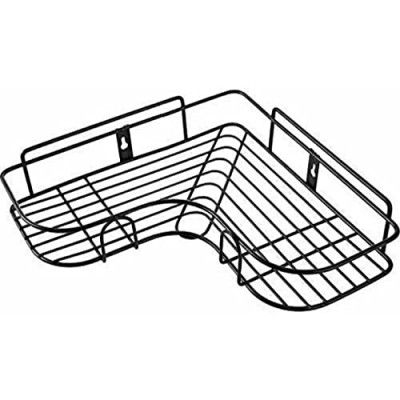 Benecio Metal Iron Coating Self-Adhesive Bathroom Corner Rack, Black