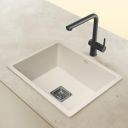 Benelave by Hindware BLACP91010 Quartz Sink 21x18 for Kitchen | Single Bowl | White Color | Better Sound Absorption for Quieter Use | 7-year Manufacturer Warranty...