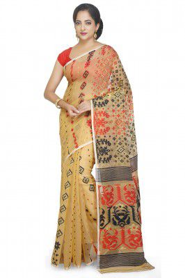 BENGAL HANDLOOM Exclusive Women's Cotton Silk Soft Dhakai Jamdani Sarees