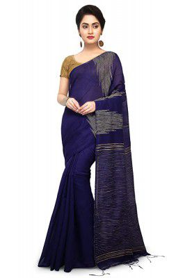 Bengal Handloom Traditional Handloom Temple border Green Colour Saree