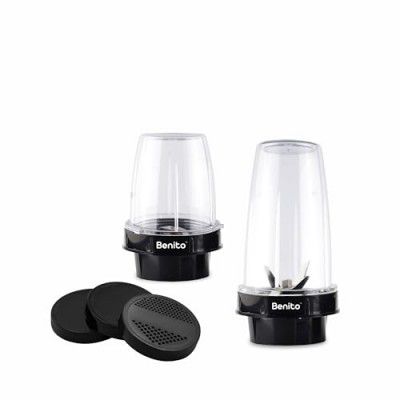 Benito NUTRI BULLET JAR Unbreakable Polycarbonate 2 set for Mixer Grinder, Smoothies Maker Mixi-Grinder (500ml & 300ml) (Free Cover Caps)
