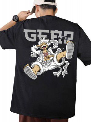 Benny Brooks Mens Black Cotton Graphic Printed Oversized t Shirt |Oversized t Shirt Anime | Monkey d Luffy t Shirt