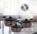 Benon Granite Coated Casserole Set of 2.5L+3.5L+4.5L Induction Bottom Non-Stick Coated Cookware Set (Aluminium, 3 - Piece)...