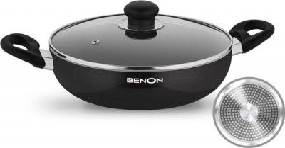 Benon Induction Base Kadhai 24 cm diameter with Lid 1.5 L capacity (Aluminium, Non-stick, Induction Bottom)