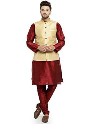 Benstoke Dupion silk kurta pajama with nehru jacket