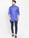 BENSTOKE Men Solid Cotton Blend Trail Cut Kurta (Dark Blue)...