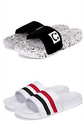 BEONZA Combo Pack of 2 Pair of Men Flip Flop Slides Slippers