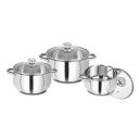 Bergner Acier Stainless Steel Casserole with Glass Lid Set of 6 pcs, Induction Compatible, Silver...