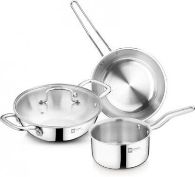 BERGNER BE Bergner Essentials Triply Stainless Steel 4 Pcs Induction Bottom Cookware Set  (Triply, 4 - Piece)