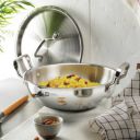 BERGNER BE Essentials Tripro Kadhai 24 cm diameter with Lid 3.1 L capacity  (Steel, Induction Bottom)...