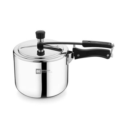 Bergner BE Essentials Tripro Triply Stainless Steel 3 Liters Inner Lid Pressure Cooker, Faster and Even Heating, Healthy Cooking, Easy to Clean, Full Induction Bottom and Gas Stove Ready