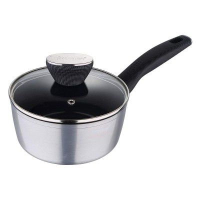 Bergner Carbon TT Forged Aluminium Non-Stick Saucepan with Glass Lid & Induction Base (16 cm, 1.3 Liters, Metallic Grey)