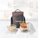 BERGNER Fresh Lunch Premium 3 Pcs Lunch Box Set - Microwave Safe and Leak Proof 3 Glass Containers (400ml Each)...