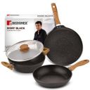 Bergner Ivory Black Granite Non-Stick 4 Pcs Cookware Set