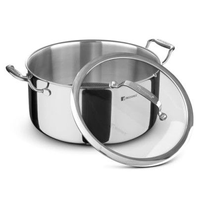 Bergner Hi-Tech TriPly Stainless Steel 20cm (3.1 L) Casserole with Glass Lid - Induction Bottom