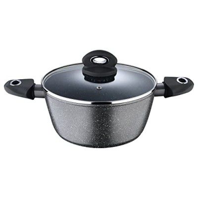 Bergner Orion NonStick 24 cm Casserole/Soup Pot, Glass Lid, 3.9 L Capacity, 100% Recyclable, 1-Year