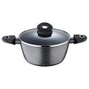 Bergner Orion NonStick 24 cm Casserole/Soup Pot, Glass Lid, 3.9 L Capacity, for Biryani/Pulao, Textured Soft Touch Handles, Granite Finish, Induction Bottom, 1-Year Warranty by Bergner...