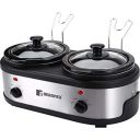 Bergner Supreme Stainless Steel Slow Cooker with Cookbook Twin Pot 100W, 2 X 1.5 Liter, Grey...