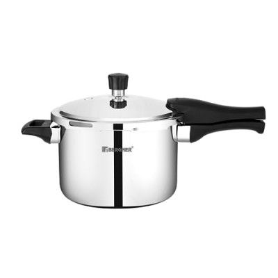 Bergner Trimax Stainless Steel Outer-Lid Pressure Cooker, Capacity 3.0 Litres, Durable Triply Construction, Silver