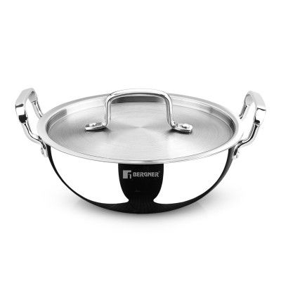 BERGNER TriPro Tri-Ply Stainless Steel 24cm (3 L) Deep Kadai