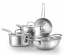 Bergner TriPro TriPly Stainless Steel 7 Pcs Cookware Set - 20cm Deep Kadai (1.5 L), 20cm Sautepan (1.2 L), 16cm Saucepan (1.7 L), 20cm Casserole (3 L), 3 Stainless Steel Lids, Induction Bottom...