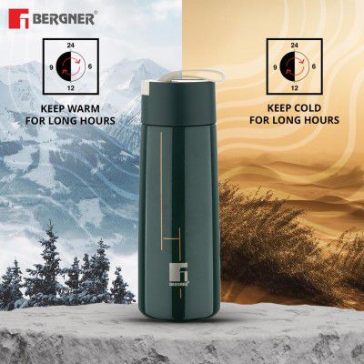 Bergner Walking Thermosteel Hot and Cold Bottle, 350 ml Flask - Black