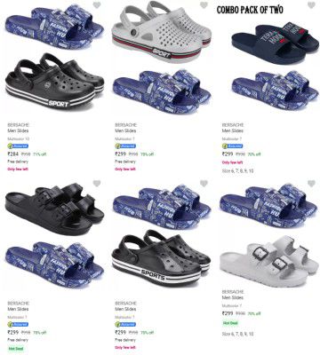 BERSACHE Men Slides Pack Of 2 | Starts ₹284