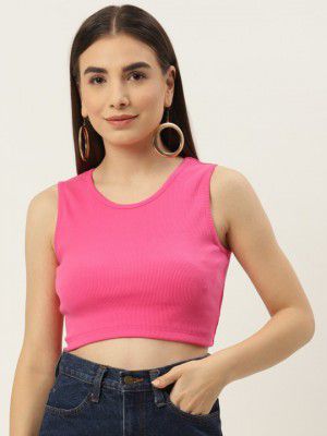 Besiva Women Ribbed Solid Crop Top