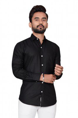 Besix Men Regular Fit Solid Airforce Blue Colour Cotton Blend Spread Collar Casual Shirt(CSRMNKT$Parent)