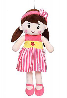 BESTIES Big Size Super Soft 40cm Stuffed Girl Cute Doll - Polyfill Washable Cuddly Soft Plush Toy - Helps to Learn Role Play - 100% Safe for Kids (40 cm, Pink)