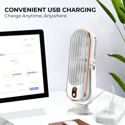 BESTOR Portable USB Rechargeable Desk Fan 5-Speed Mini Cooling Fan 