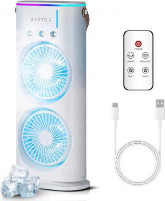 Bestor Table Air Cooler with RGB Light Portable USB Cooler & Mist Fan Cooling Pad  (White)